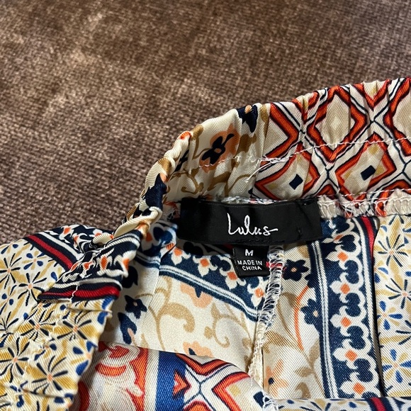 Lulus Moments in Mykonos Orange Scarf Print Shorts - Size Medium - Picture 2 of 5